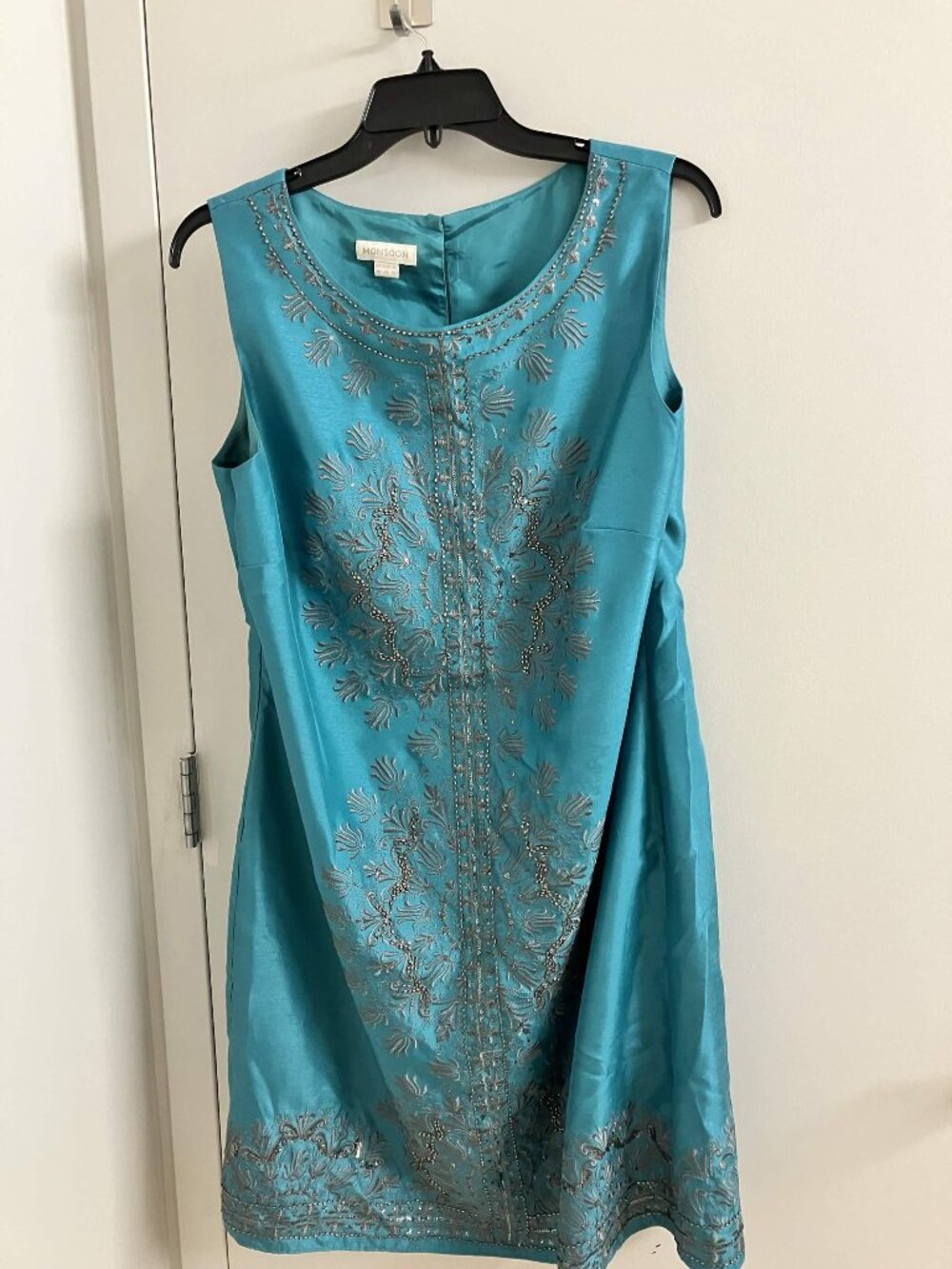 Monsoon London Teal Embellished Midi Shift